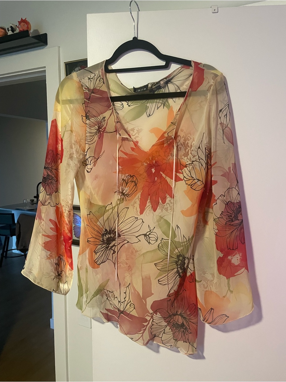 Silk Asymmetrical Floral Top